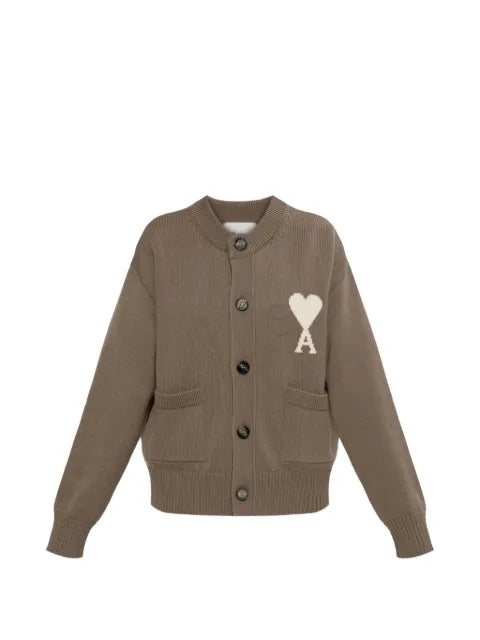 AMI Paris Ami de Coeur logo-patch cardigan