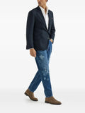 Brunello Cucinelli mouliné virgin-wool twill deconstructed Cavallo blazer with metal buttons