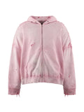 Monokemade distressed floral-print hoodie