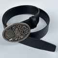 Leather Belt Medusa Portrait Vintage Metal Buckle Waist Belt