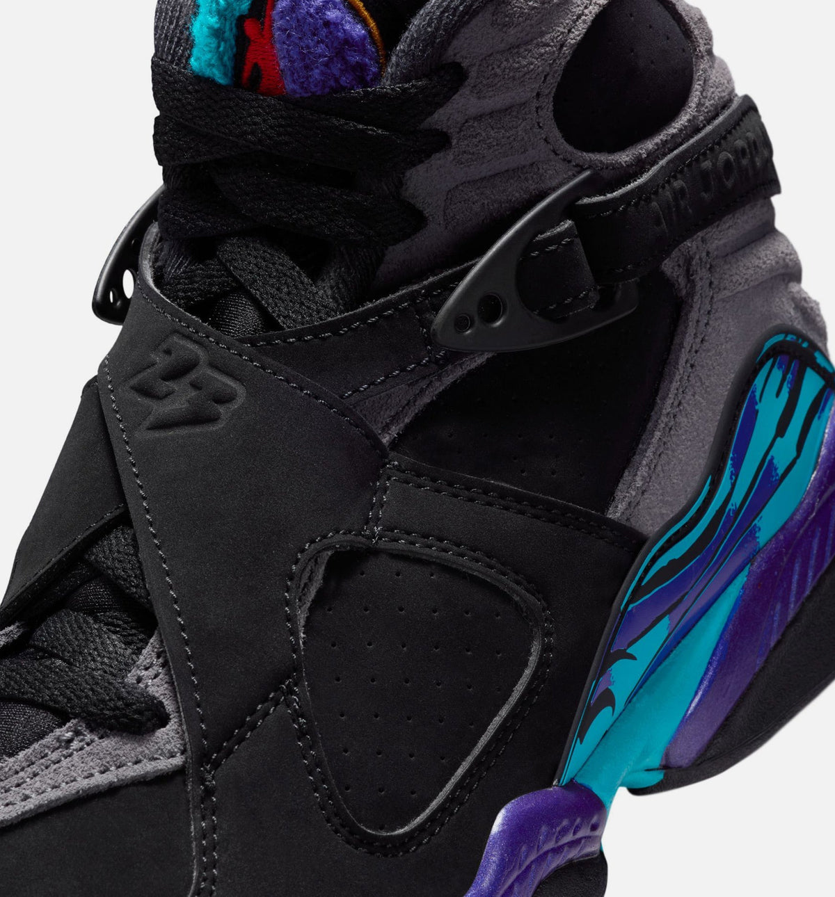 Air Jordan 8 Retro Aqua Grade School Lifestyle Shoe - Black/Bright Concord/Multi Color