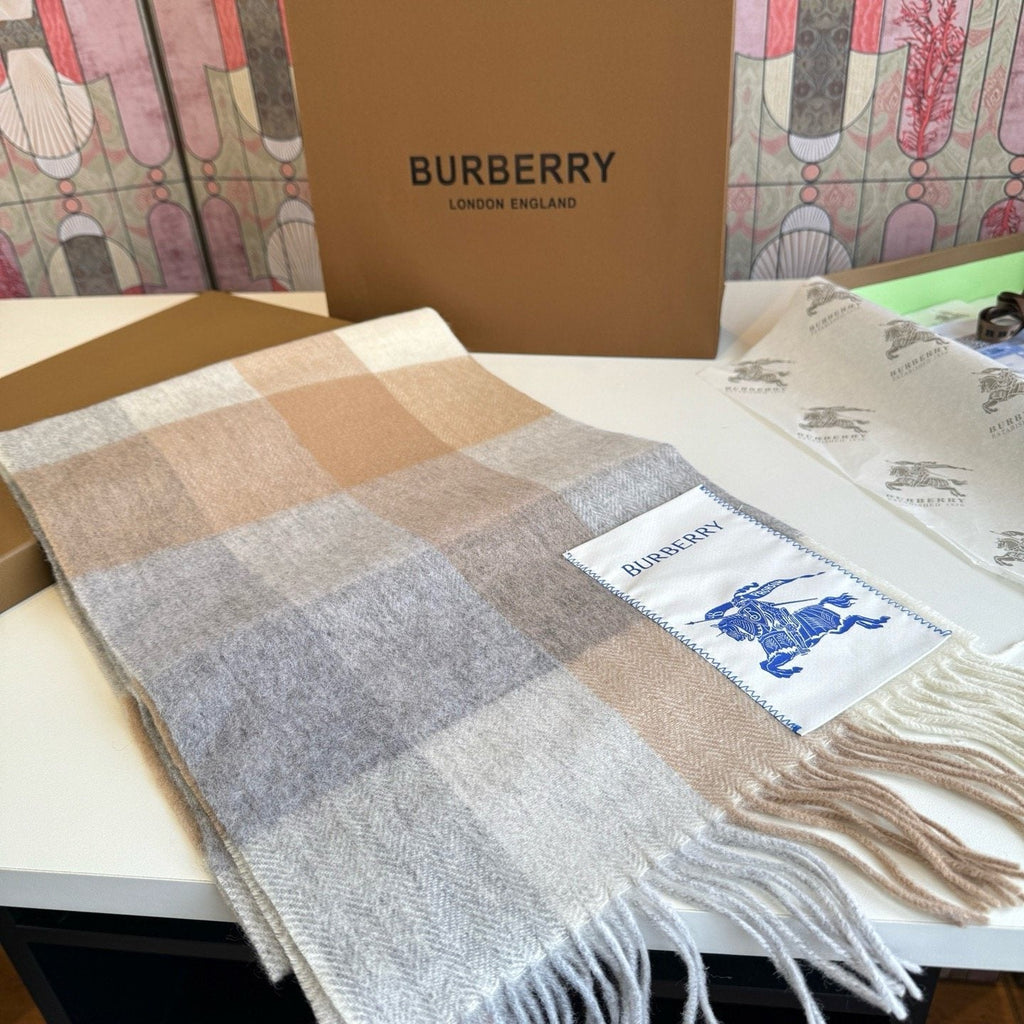 Burberry Yellow Brown Plaid Scarf