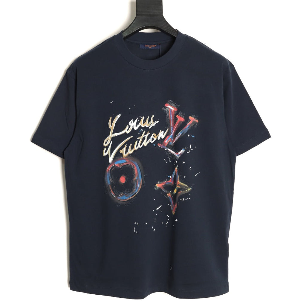 Louis Vuitton Paint-Splash Signature Graphic T-Shirt - Dark Navy